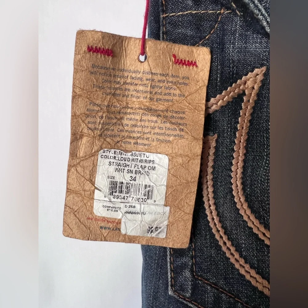 NWT‎ TRUE RELIGION STRAIGHT FLAP RIPPED MENS JEAN SIZE 34